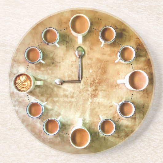 Kaffeetasse Uhr Kaffezeit Design Getränkeuntersetzer (Vorne)