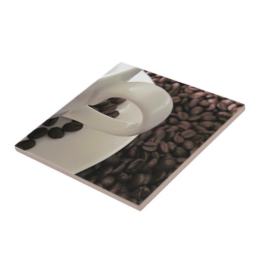 Kaffeetasse und Bohnen Fliese (Seite)