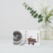 Kaffeetasse und Bohnen Visitenkarte (Stehend Vorderseite)