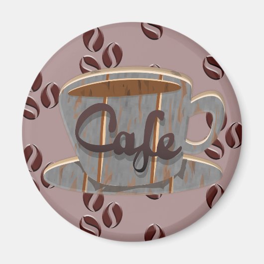 Kaffeetasse und Kaffeebohnen Magnet (Vorne)