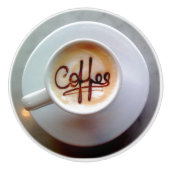 Kaffeetasse und Kaffeemaschine Keramikknauf (Vorderseite)