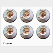 Kaffeetasse und Kaffeemaschine Runder Aufkleber (Blatt)