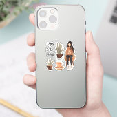 Kaffeetasse und Pflanze Aufkleber (Telefon)