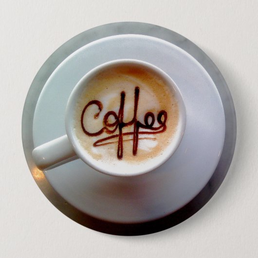 Kaffeetasse und Untertasse Latte Kaffee Button (Vorderseite)