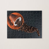 Kaffeetasse und verschüttete Bohnen Puzzle (Horizontal)