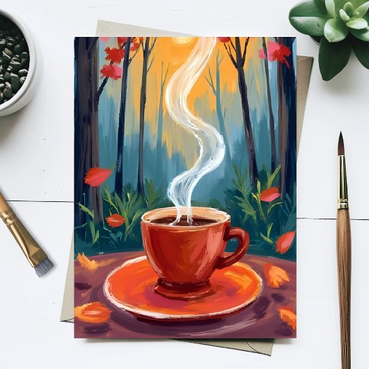 Kaffeetasse Wasserfarbenmalerei Postkarte