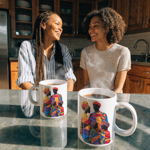 Kaffeetasse zum Feiern der schwarzen Familie
