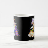 Kaffeetassen aus Schwarz und Weiß mit Lila Hexe (Mittel)