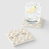 Kaffeetassen Blätter Steinuntersetzer (Seitenansicht)