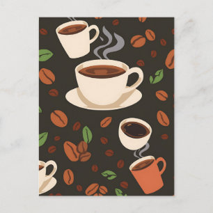 Kaffeetassen-Bohnen-Morgen-Muster Postkarte
