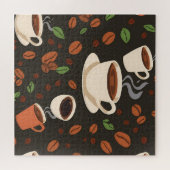 Kaffeetassen-Bohnen-Morgen-Muster Puzzle (Horizontal)