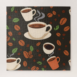 Kaffeetassen-Bohnen-Morgen-Muster Puzzle