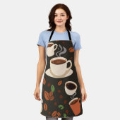 Kaffeetassen-Bohnen-Morgen-Muster Schürze (Getragen)
