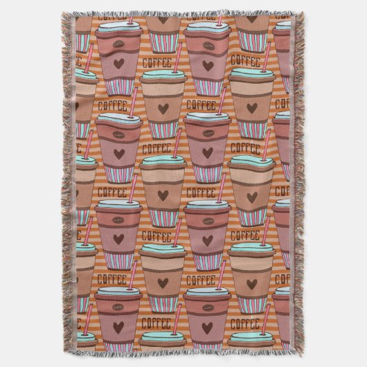 Kaffeetassen, Bohnen und Herzen Decke (Vorderseite Vertikal)