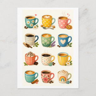 Kaffeetassen-Collage Postkarte