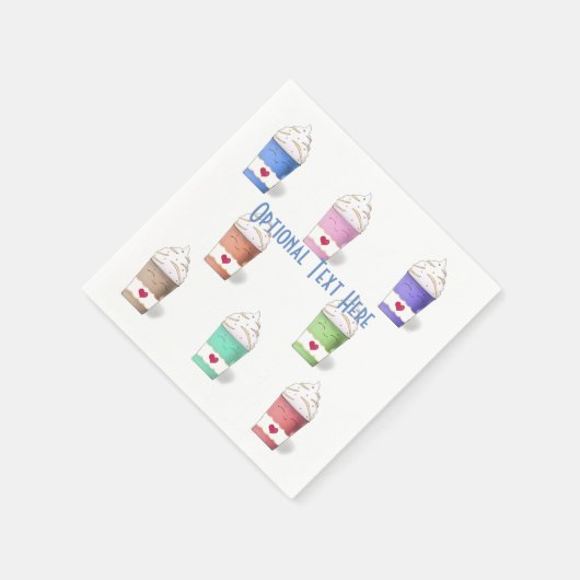 Kaffeetassen in Vollfarben Serviette (Ecke)