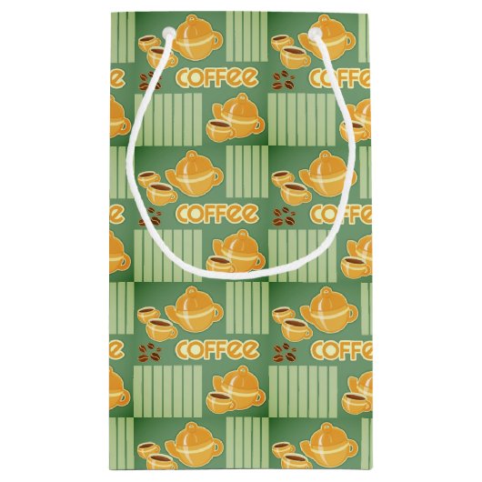 Kaffeetassen, Kaffee-Topf und Kaffeebohnen Kleine Geschenktüte (Rückseite)