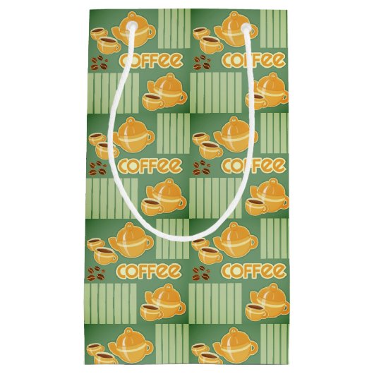 Kaffeetassen, Kaffee-Topf und Kaffeebohnen Kleine Geschenktüte (Vorderseite)