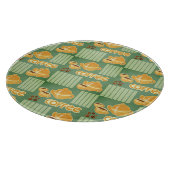 Kaffeetassen, Kaffee-Topf und Kaffeebohnen Schneidebrett (Ecke)