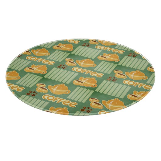 Kaffeetassen, Kaffee-Topf und Kaffeebohnen Schneidebrett (Ecke)