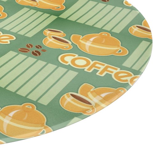 Kaffeetassen, Kaffee-Topf und Kaffeebohnen Schneidebrett (Ecke)