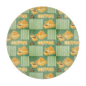 Kaffeetassen, Kaffee-Topf und Kaffeebohnen Schneidebrett (Vorderseite)