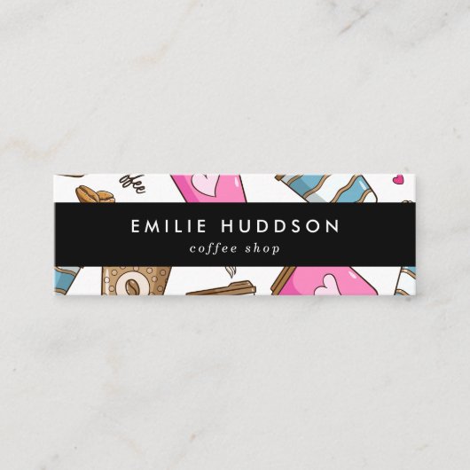 Kaffeetassen, Kaffeebohnen, Barista, Coffee Shop Mini Visitenkarte (Vorderseite)