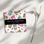 Kaffeetassen, Kaffeebohnen, Barista, Coffee Shop Quadratische Visitenkarte