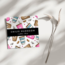 Kaffeetassen, Kaffeebohnen, Barista, Coffee Shop Quadratische Visitenkarte