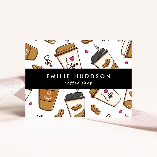 Kaffeetassen, Kaffeebohnen, Barista, Coffee Shop Visitenkarte