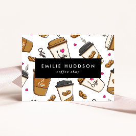 Kaffeetassen, Kaffeebohnen, Barista, Coffee Shop Visitenkarte