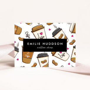 Kaffeetassen, Kaffeebohnen, Barista, Coffee Shop Visitenkarte