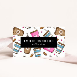 Kaffeetassen, Kaffeebohnen, Barista, Coffee Shop Visitenkarte