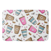 Kaffeetassen, Kaffeebohnen, Herz, Kaffee Lover Badematte (Vorderseite)