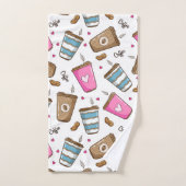 Kaffeetassen, Kaffeebohnen, Herz, Kaffee Lover Badhandtuch Set (Handtuch)