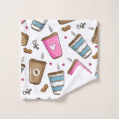 Kaffeetassen, Kaffeebohnen, Herz, Kaffee Lover Badhandtuch Set (Waschlappen)