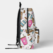 Kaffeetassen, Kaffeebohnen, Herz, Kaffee Lover Bedruckter Rucksack (Links)