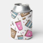 Kaffeetassen, Kaffeebohnen, Herz, Kaffee Lover Dosenkühler (Kanne Vorderseite)