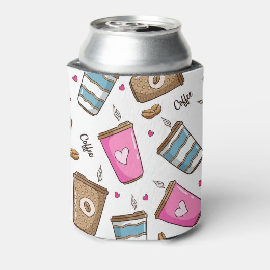 Kaffeetassen, Kaffeebohnen, Herz, Kaffee Lover Dosenkühler (Kanne Rückseite)