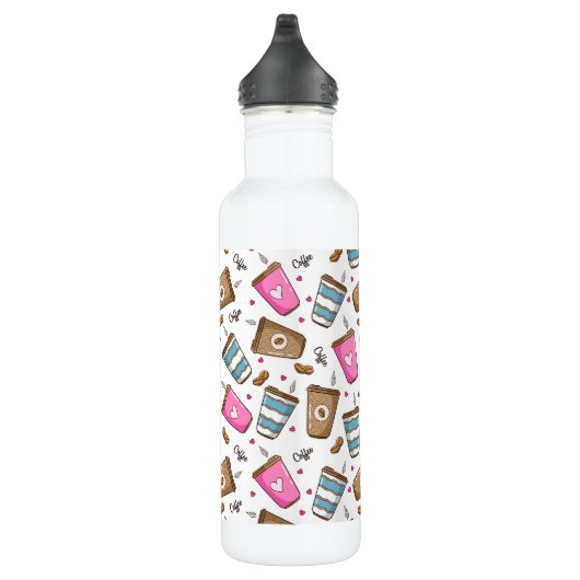 Kaffeetassen, Kaffeebohnen, Herz, Kaffee Lover Edelstahlflasche (Rechts)