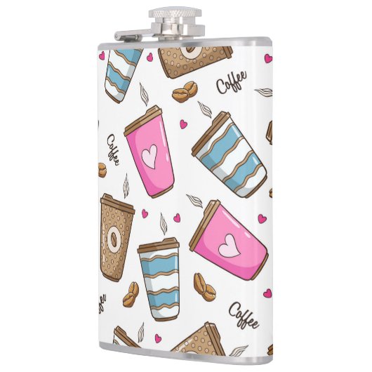 Kaffeetassen, Kaffeebohnen, Herz, Kaffee Lover Flachmann (Links)