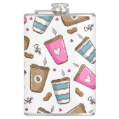 Kaffeetassen, Kaffeebohnen, Herz, Kaffee Lover Flachmann (Vorderseite)