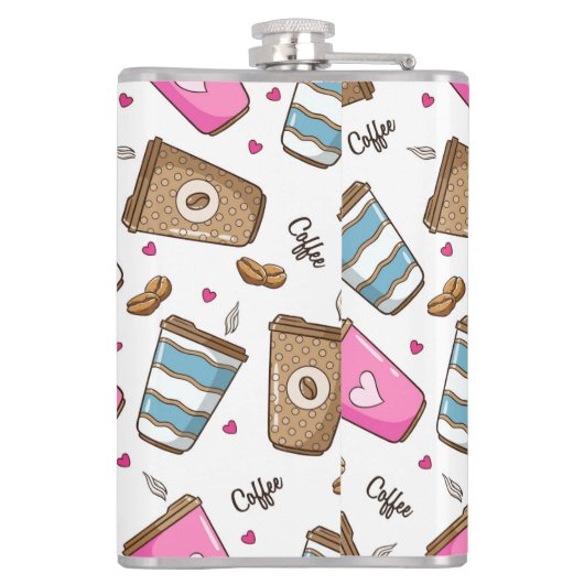 Kaffeetassen, Kaffeebohnen, Herz, Kaffee Lover Flachmann (Rückseite)