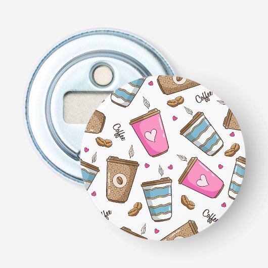 Kaffeetassen, Kaffeebohnen, Herz, Kaffee Lover Flaschenöffner (Vorderseite)