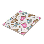 Kaffeetassen, Kaffeebohnen, Herz, Kaffee Lover Fliese (Seite)