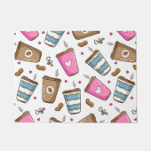 Kaffeetassen, Kaffeebohnen, Herz, Kaffee Lover Fußmatte (Vorderseite)