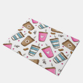 Kaffeetassen, Kaffeebohnen, Herz, Kaffee Lover Fußmatte (Schrägansicht)