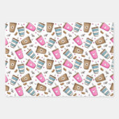 Kaffeetassen, Kaffeebohnen, Herz, Kaffee Lover Geschenkpapier Set (Vorderseite)