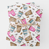 Kaffeetassen, Kaffeebohnen, Herz, Kaffee Lover Geschenkpapier Set (Beispiel)