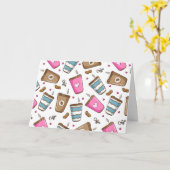 Kaffeetassen, Kaffeebohnen, Herz, Kaffee Lover Karte (Gelbe Blume)